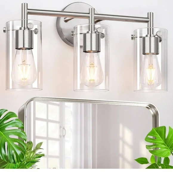 Modern Silver Vanity Light Fixture - Picture 1 of 8